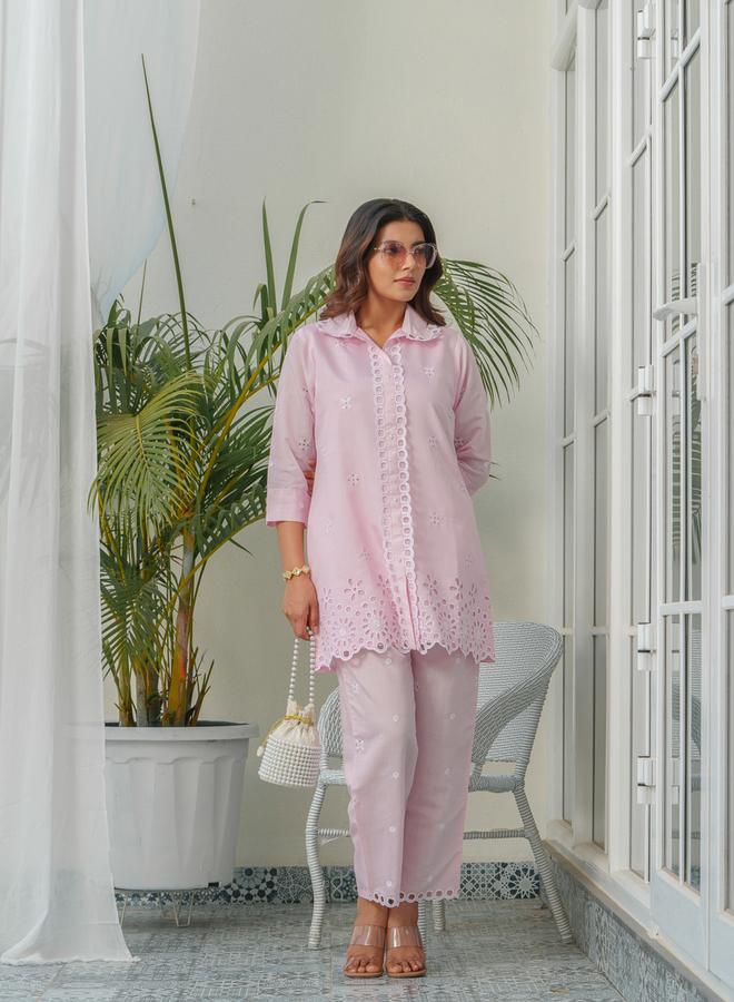 DW Women Schiffli Design Shirt and Trousers Co-Ords - Image 4